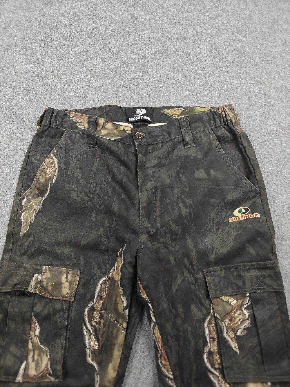 Mossy Oak Pants Mens 32x34 Black Cargo Camouflage Relaxed Fit Elastic Waist - Picture 2 of 12